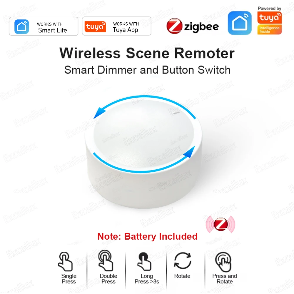 Tuya ZigBee Smart Knob Switch Dimmer Wireless Scene Linkage Push Button Light Automation Scenario Controller Smart Life App