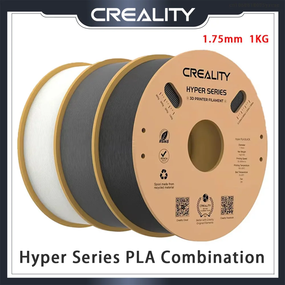 

CREALITY High Speed PLA Filament 1.75mm 1KG Hyper Series PLA Combination of （black white gray ）for Creality K1/K1 Max/Ender-5 S1