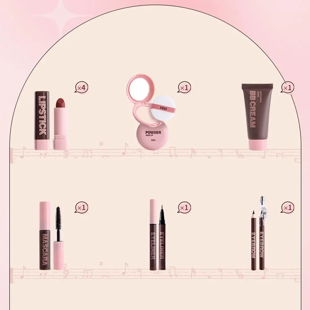 Travel Size Makeup Set Lipstick Powder Mascara Eyebrow Pencil Set Makeup Gift Box Set Valentine's Day Gift