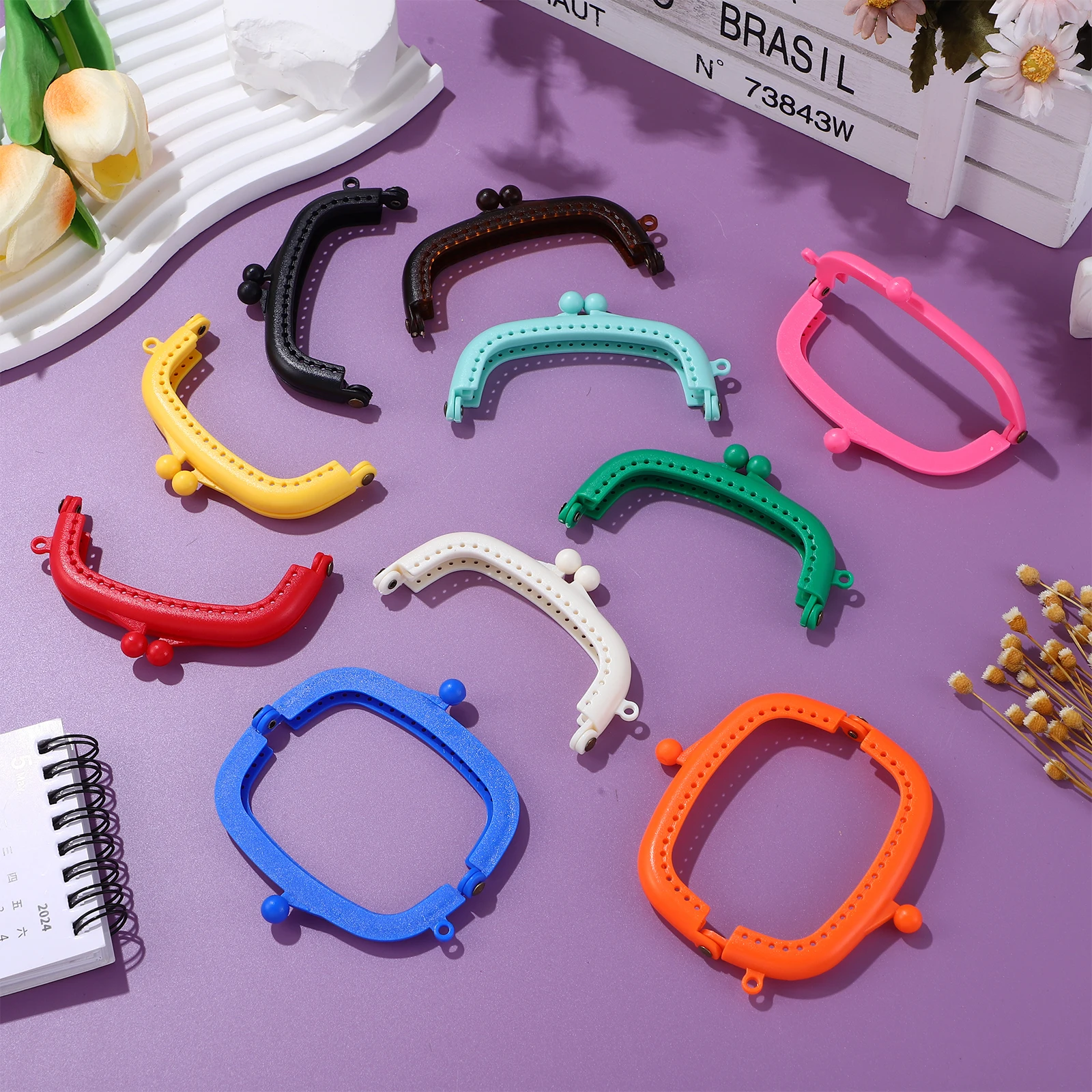 

10 Pcs Plastic Coin Purse Handle Curved Design Lightweight Strong Various Colors Bag Making Supplies Diy Handbag Frame Clasp