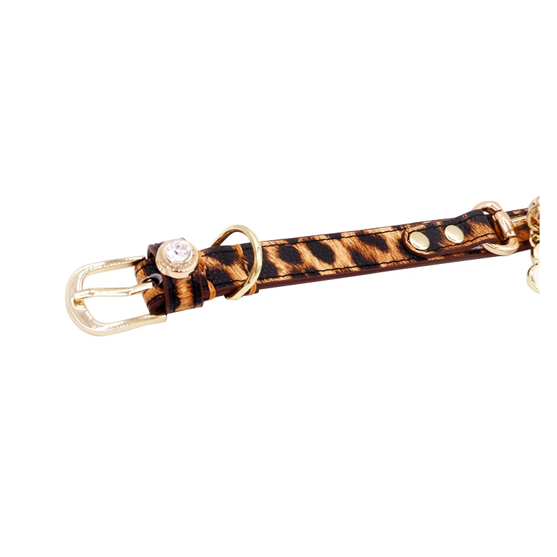 Imagem -05 - Coleira de Cachorro Leopardo com Fivela Dourada Couro Macio Pingente de Cachorro Personalizado Necklac Designer Alta Qualidade