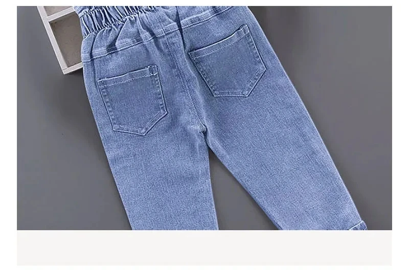 Jeans für Kinder Mädchen Hosen Herbst 2024, neue Frühlingsmode, lässig, Erdbeerstickerei, Baby für Mädchen, lange Denim-Hosen, 1–6 Jahre – Detail 7