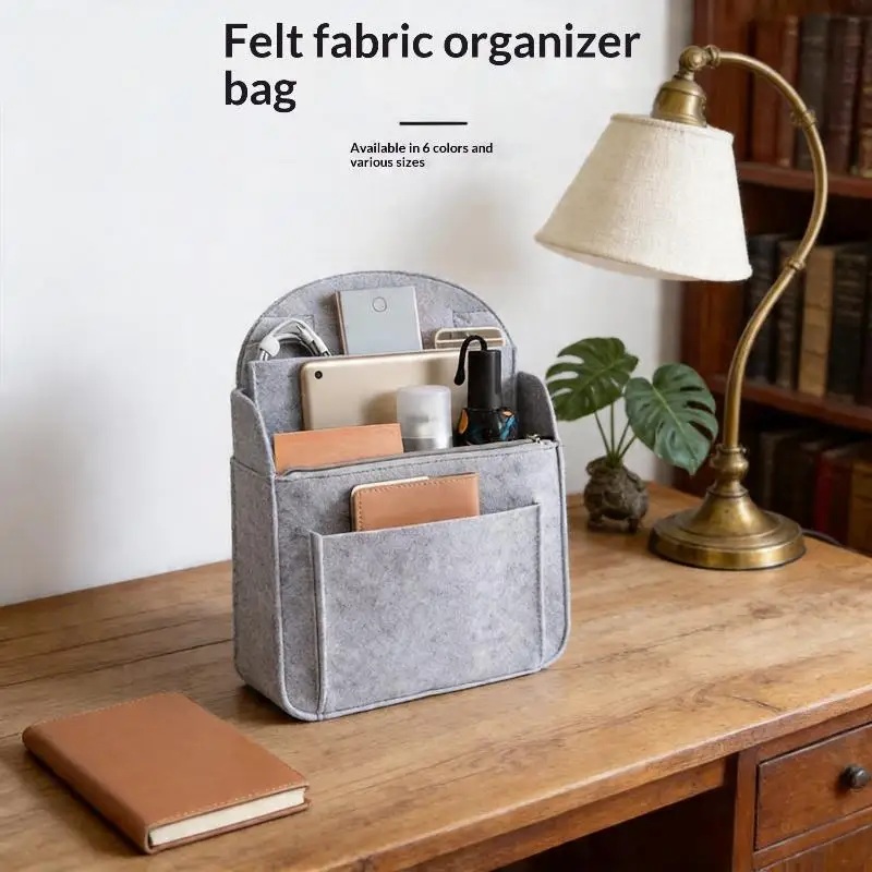 Portable Backpack Felt Insert Small Bag Cosmetic Bags Makeup Organizer Interior Travel Bag Divider Shoulder Bag Fit Various Bags