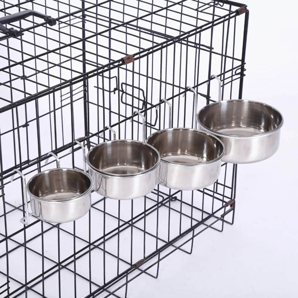 Hot sale Hanger Cage Cup Stainless Steel Pet Feeding Tools Stationary Dog Bowl Travel Food Water Bowls Hanging Feeder Dish