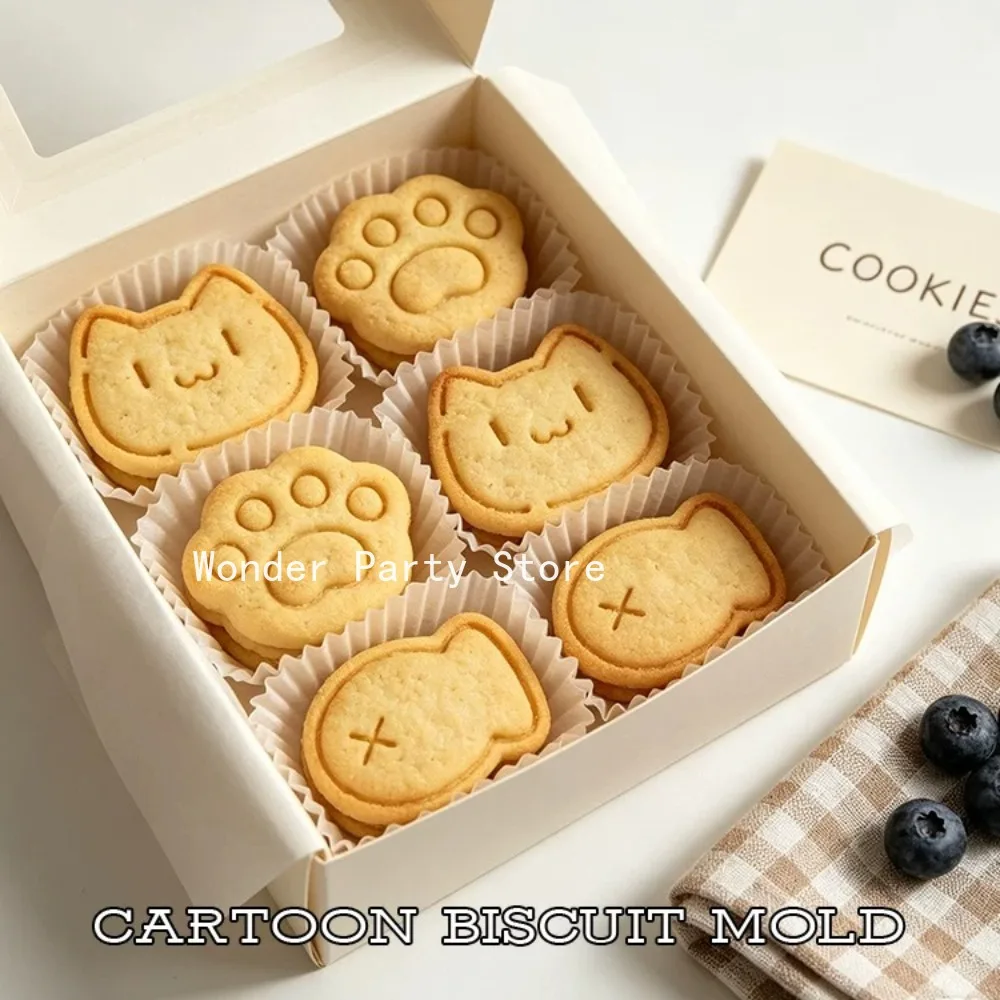 Cartoon Cat Biscuit Mold Small Fish Cat Claw Cookie Cutter Embossers Biscuit Molds Fondant Cake Decoration Tools