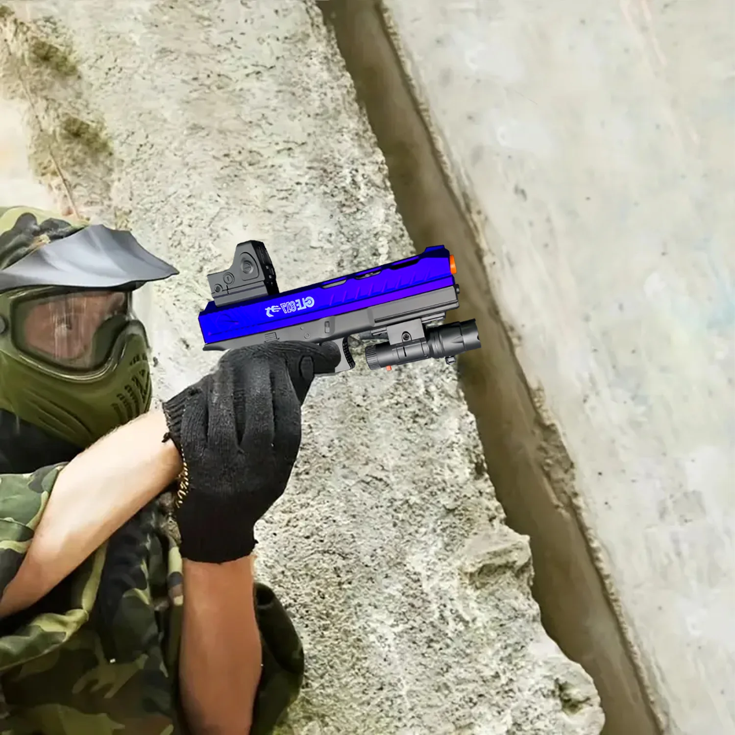 Toy gun, gel ball pistol, manual/automatic mode gel bullet gun, suitable for outdoor shooting games, Halloween and Christmas gif