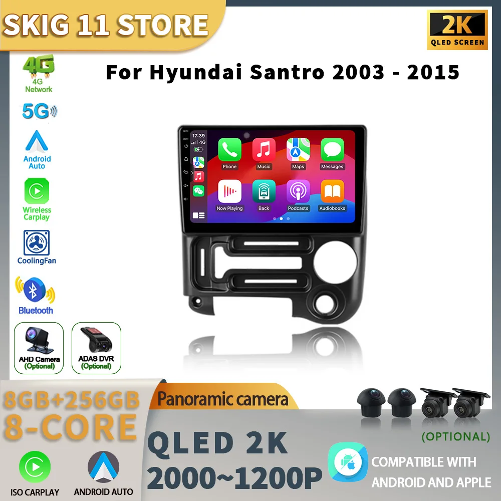 

Android13 For Hyundai Santro 2003 - 2015 Car Radio Multimedia Video Player GPS Navigation 4G WiFi Stereo Carplay Autoradio 2 Din