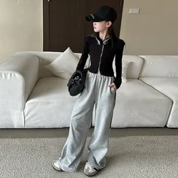 Girls Trousers Children 2024 New Spring and Summer Fashion Gray Pants Simple Casual Bottoms European Fashion Style Clothes