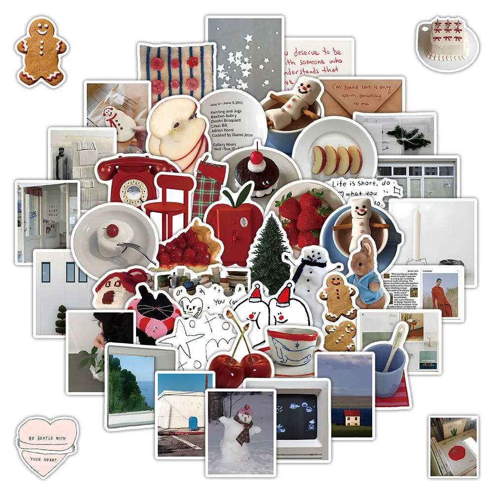 52 Pcs Cream Korean Style Sticker Set - Soft Aesthetic Decals for Journal & Phone Case Decor Giajar Sticker Store