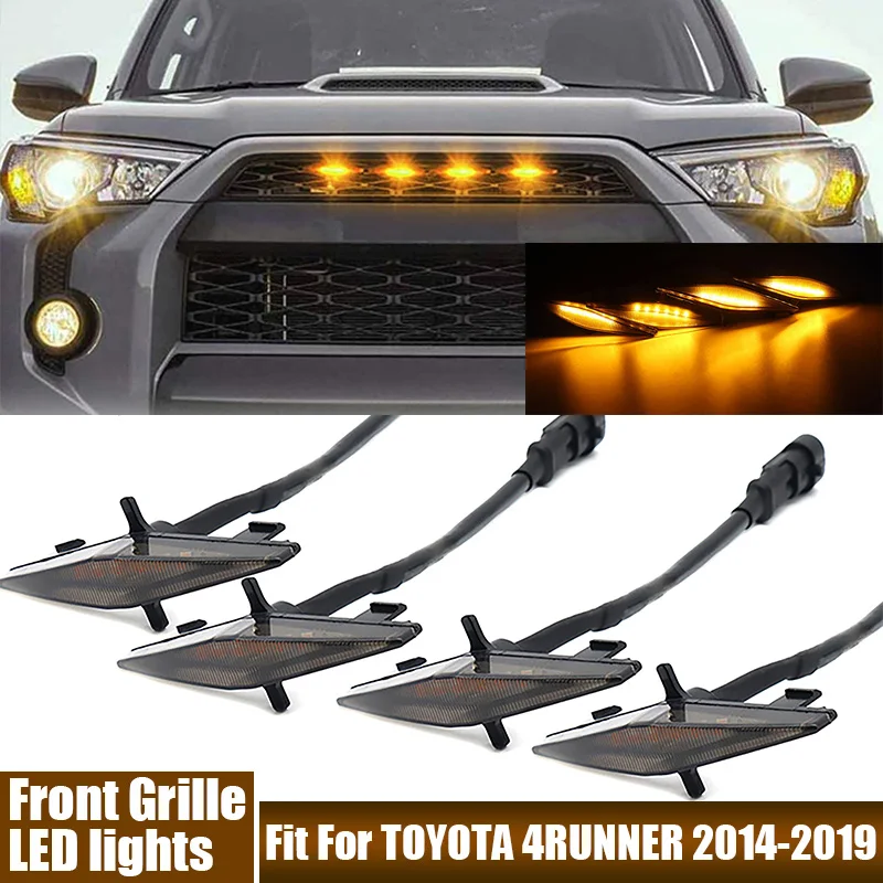 3/4/5/6Pcs-Set LED Car Lights Signal Lamp Front LED Grille Lights With Harness Fit For TOYOTA 4RUNNER 2014-2019 Car Accessories