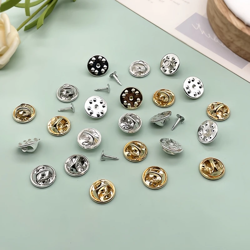 50Pcs Butterfly Clasp Metal Brooch Pin Back Squeeze Badge Holder Clutch Care Cap For DIY Craft Material Ornament Making Supplies - view 3
