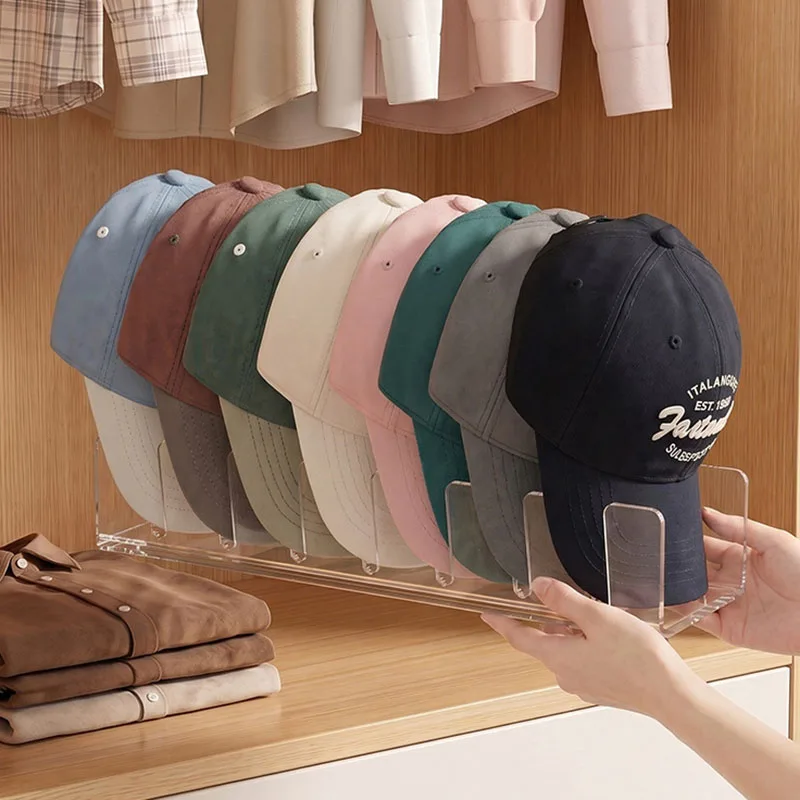 New Clear Acrylic Hat Storage Rack - 7 Layer Cap Organizer - for Baseball Duckbill Hats - Closet Wardrobe Large Capacity Holder
