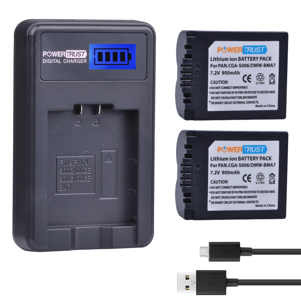 2pcs CGR S006E DSTE Li ION Batterie Compatible pour Panasonic S006E, CGR  S006, CGR S006A/1B, CGA S006E, CGA S006, DMW BMA7 et Panasonic DMC FZ28EFK, DMC FZ28EFS, DMC FZ18EB,DMC FZ18EG,DMC FZ18K