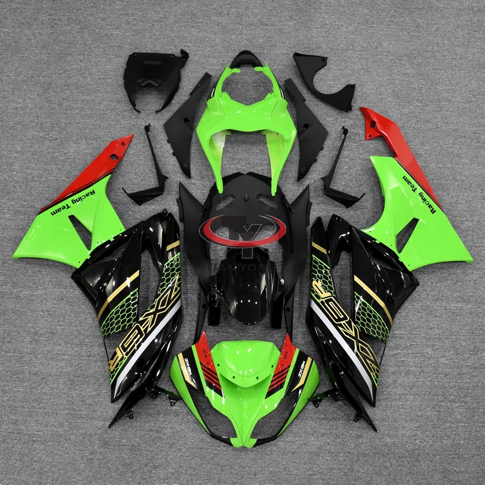 For ZX6R 636 Full Fairing Kit Bodywork 2009 2010 2011 2012 ZX 6R Green black gold mesh print Injection Motorcycle Cowling
