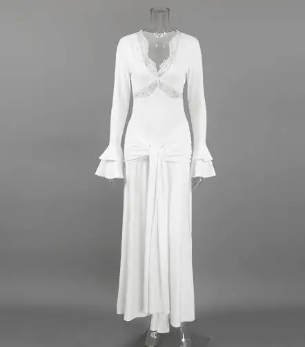 

2026 New Fashion Casual Spring Women's Dress with Elegant and Sexy Lace Splicing and Slimming Design Female Clothing