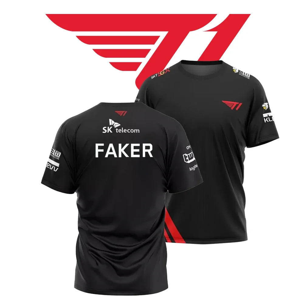 T1 Esports Club 2020 تي شيرت جيرسي التذكاري مجموعة عشاق فاكر طبعة محدودة تي شيرت جامعة الأساطير لعبة القمم