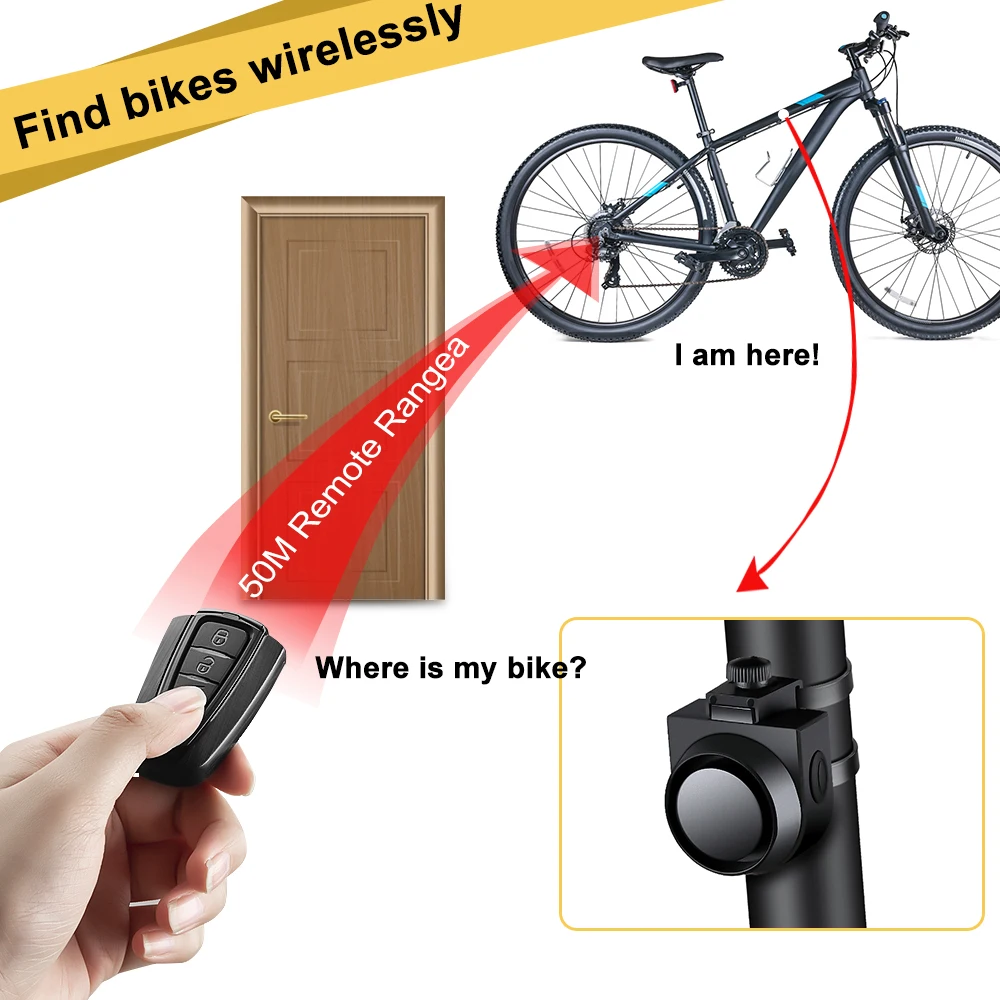 Rockbye Wireless Bike Vibration Alarm USB Rechargeable Motorcycle Alarm Remote Control Anti-theft Bike Detector Alarm System