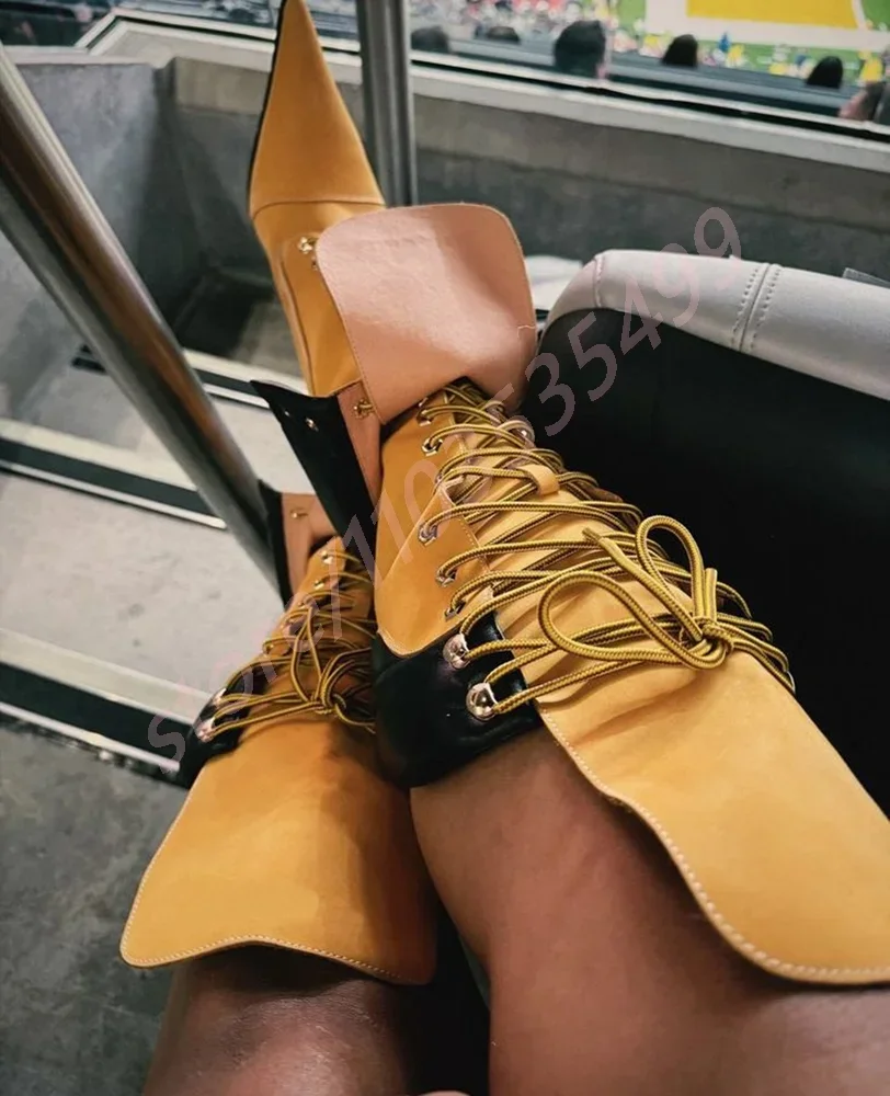 2025 Sexy Catwalk Ladies Stiletto Boots New Mixed Color Cross Straps Party High Heels Street Fashion Casual Ins Style Calf Boots