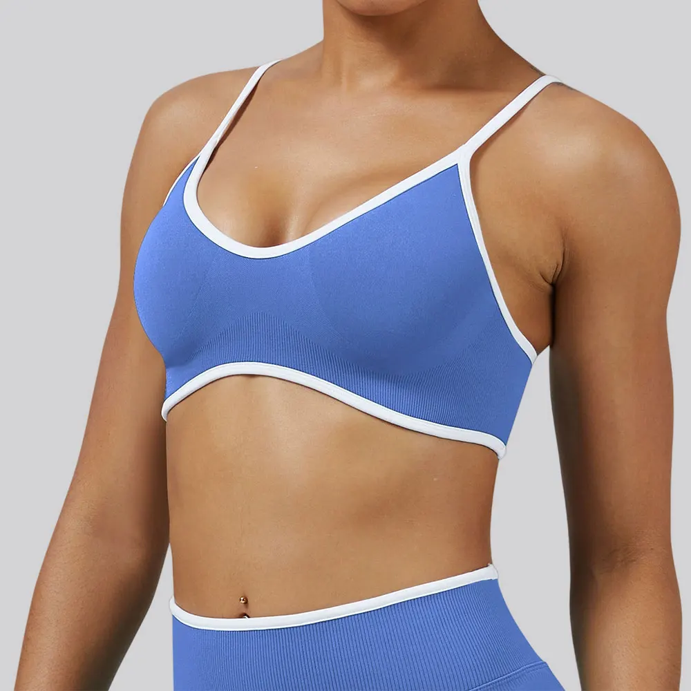 

Женский спортивный бюстгальтер для фитнеса с цветными блоками, бесшовный высокопрочный плотный топ, комплексное нижнее белье для тренировок в тренажерном зале, йоги с накладкой на грудь