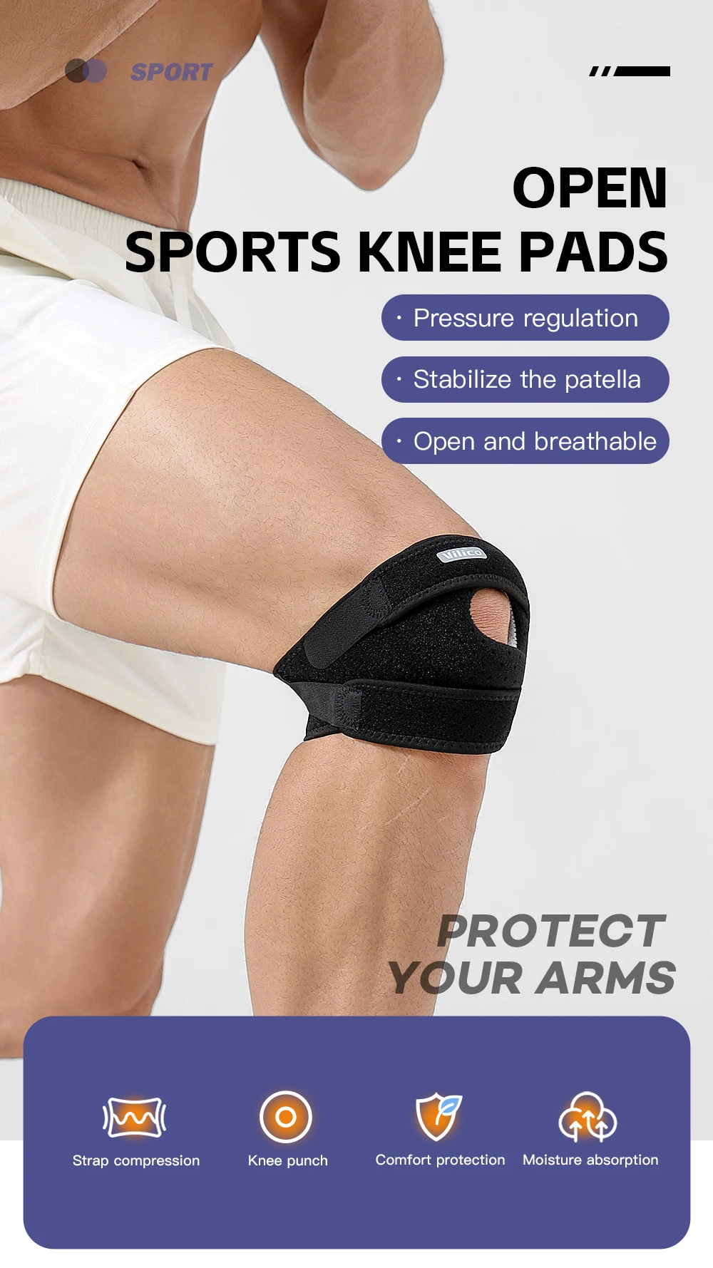Sport Patella Strap Laufen Springseil Fitness Knieschutz Meniskus Professionelle Ausrüstung Knieschützer – Detail 1