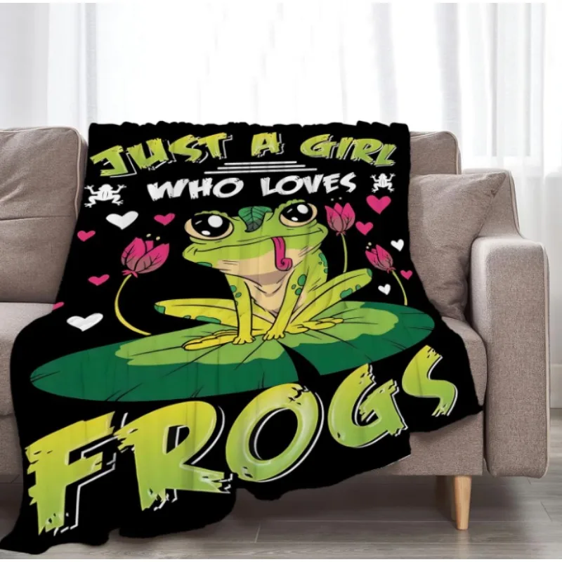 مجرد بطانية فتاة تحب الضفادع، بطانية رمي اللوتس الناعمة والدافئة والمريحة، هدية للنساء والفتيات والأولاد البالغات