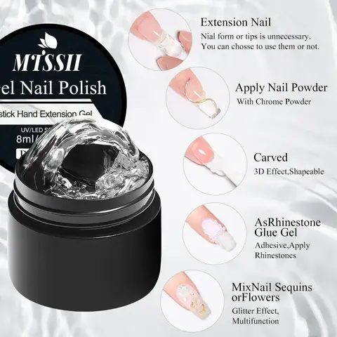 8ml Clear Non Stick Nail Gel Polish Hand Extension Carving Flower UV Gel Acrylic Gel Nail Art Manicure HEMA/TPO FREE