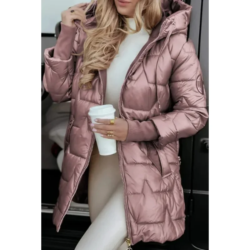 

Winter Warm Fashion Jackets Coat Women Long Sleeve Triple-Zip Design Outwear Elegant Windproof Thickened Cotton Jacket for Women