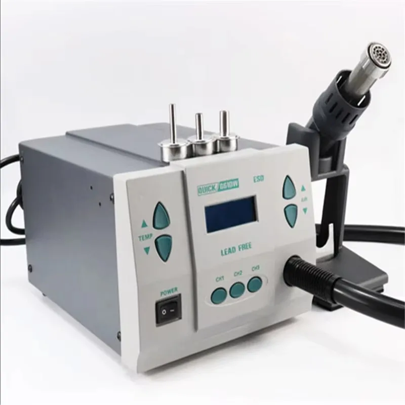 

【specialized】Паяльная станция QUICK 861DW с горячим воздухом, безсвинцовая, 1000 Вт, для ремонта + насадки для IC, CPU, материнских плат, телефонов