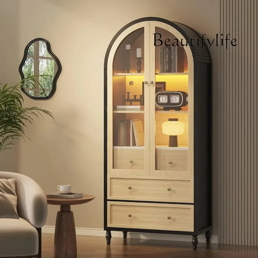 Uu Living Room Ornament Storage Cabinet Household Light Luxury Solid Wood Storage Arched Solid Wood Dining Side Wine Cabinet