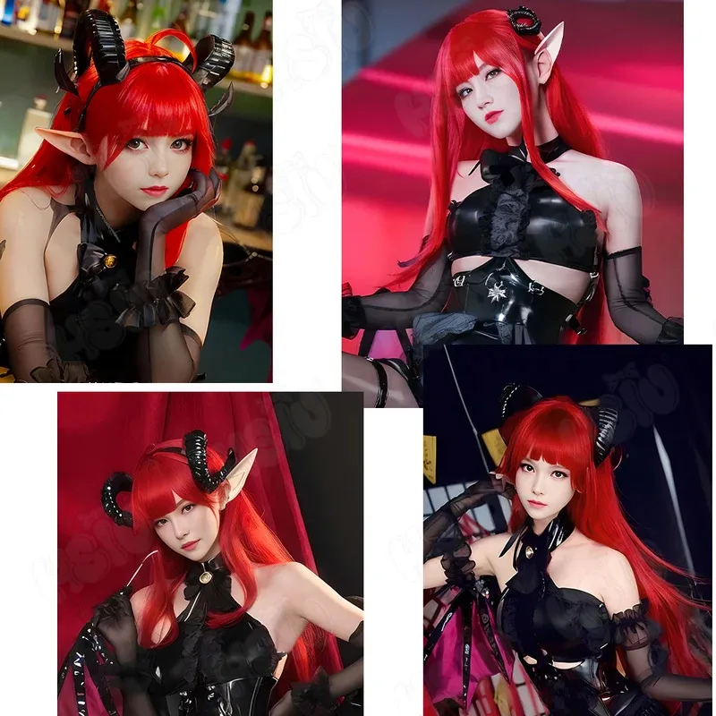 CyHindenburg Cosplay Wig Fiber synthetic wig「HSIU」Red long Wig Game Azur Lane Hindenburg Hildegard‌ Cosplay Wig