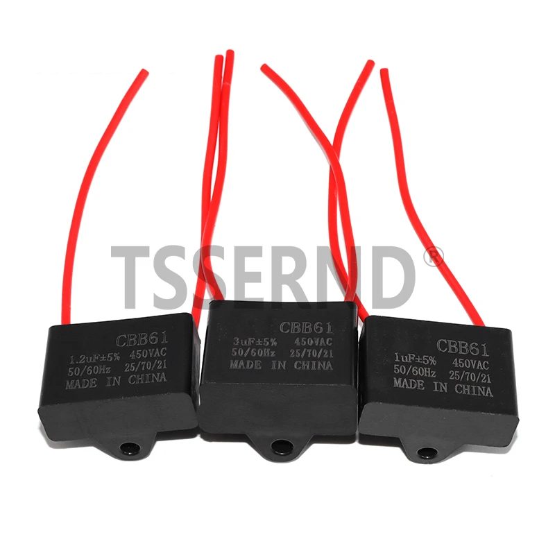 CBB61 Lüfterkondensator 450V 1UF 1.2UF 1.5UF 2UF 2.5UF 3UF 4UF 5UF 6UF 10UF Deckenventilator Motorlaufkondensator Rechteckiger Kondensator CBB61