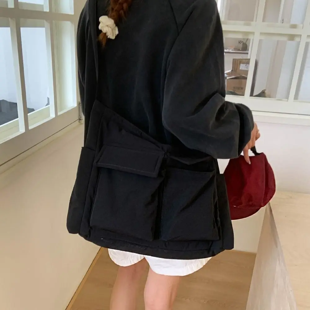 Trend Large Capacity Nylon Crossbody Bag Multiple Pockets Sports Men Shoulder Bag Waterproof Portable Canvas Messenger Bag Male