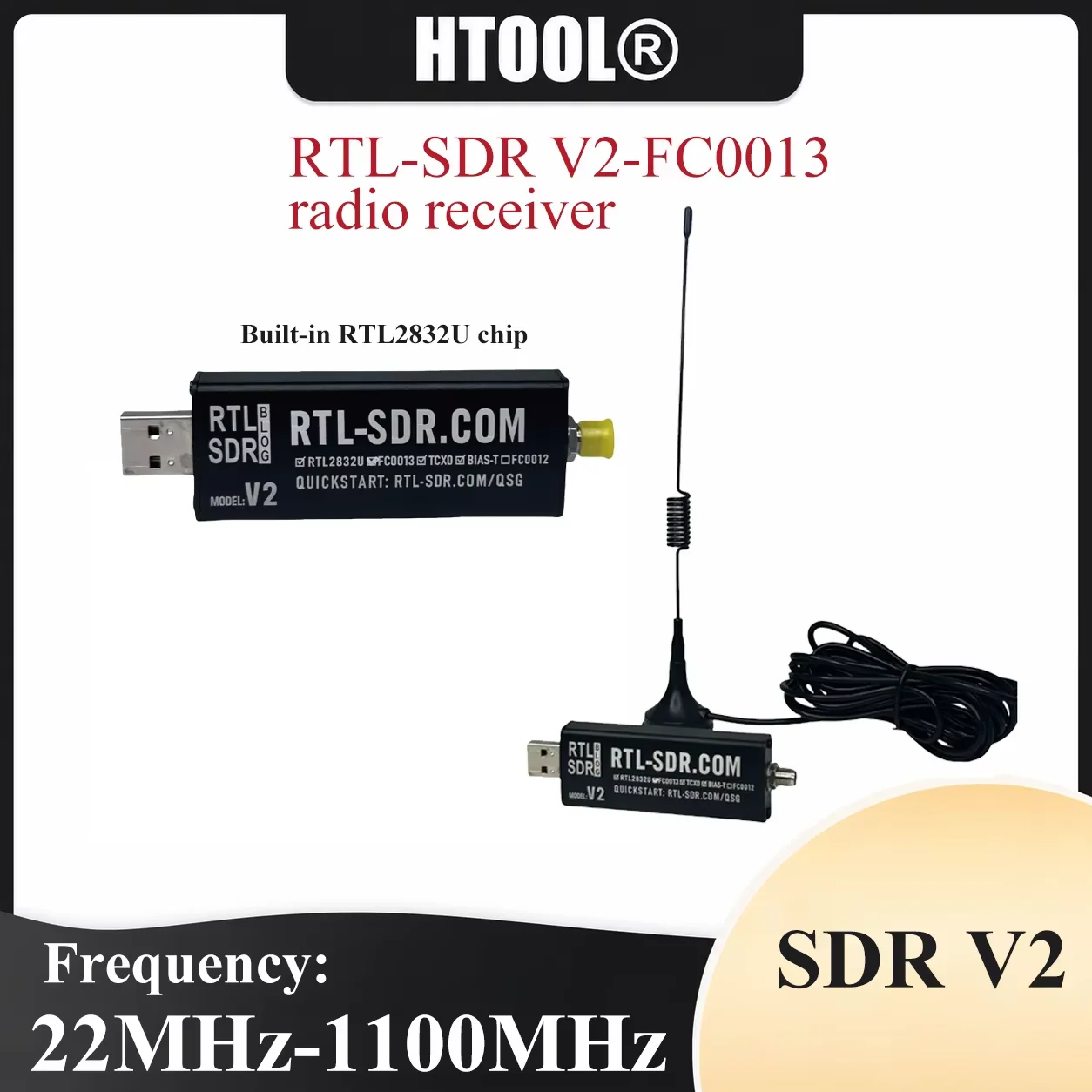 RTL SDR Radio RTL2832U RTL-SDR Chip Receiver with FC0013 Tuner Band 22-1100MHz Amateur Radio Stations