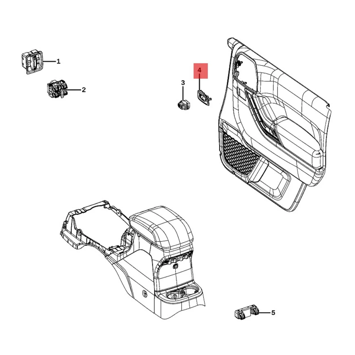 Passenger Side Door Lock Switch Bezel 68185910AA for Jeep Wrangler Jk J3 2011-2018 Right Door Switch Frame Panel