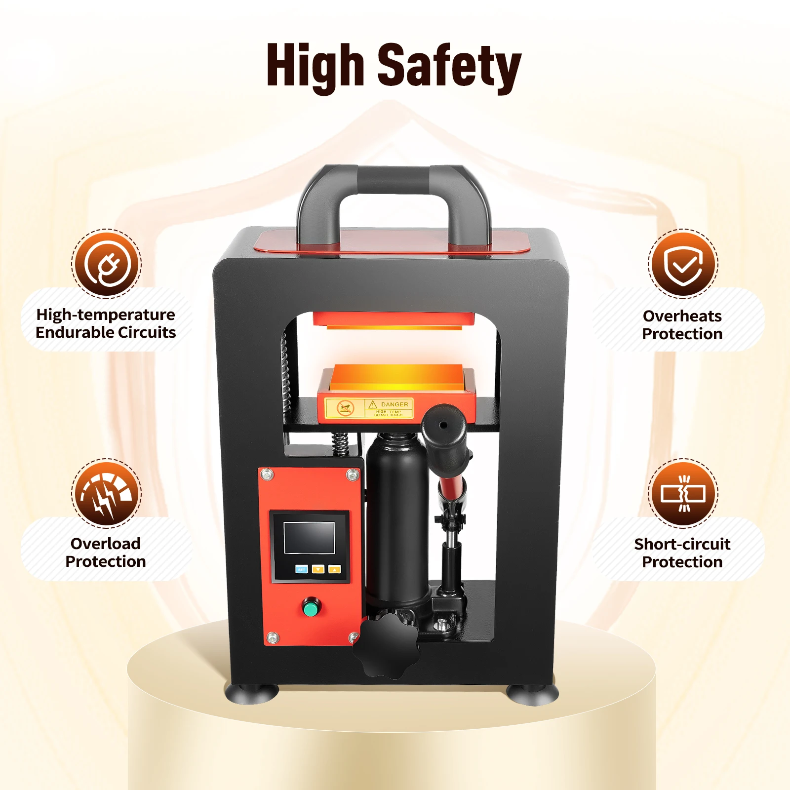 مكبس الصنوبري الهيدروليكي اليدوي 900 واط مع شاشة LCD آلة الضغط الحراري الهيدروليكي لوحات مزدوجة آلة التدفئة لـ 0.39-0.78 بوصة #3