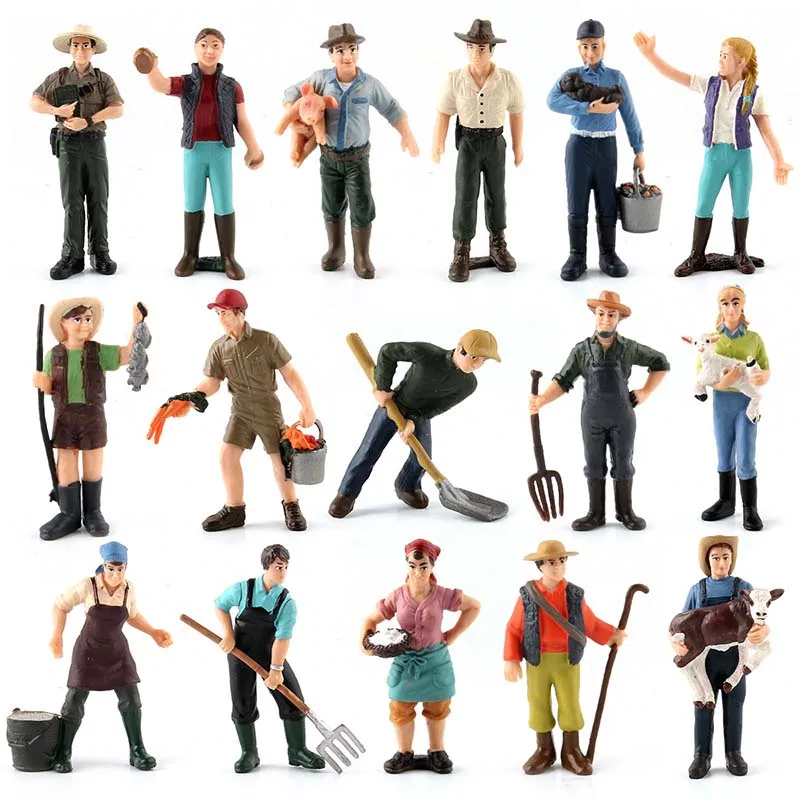 Simulation Farm Decoration Accessory Farmer Veterinary Figures Tools House Fence Models Scenery Miniature Toys For Children Gift