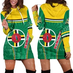 The National Of  Dominica Flag 3D Print Fashion Slim Hoodies Dress Women Casual Wear Long Sleeve Hooded Sweatshirt Pullover