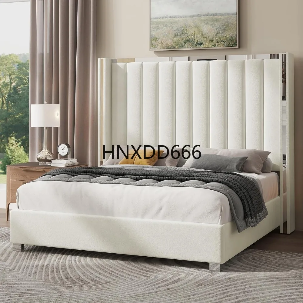 

Высокое изголовье, бархатная обивка на платформе с канальной тафтингом и покрытием, каркасы кроватей