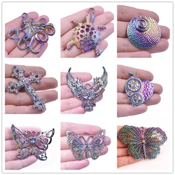 2pcs/Lot Octopus Sea Turtl Charms Butterfly Cross Hallowe Skull Animal Rainbow Color Pendant For Jewelry Making DIY Accessories