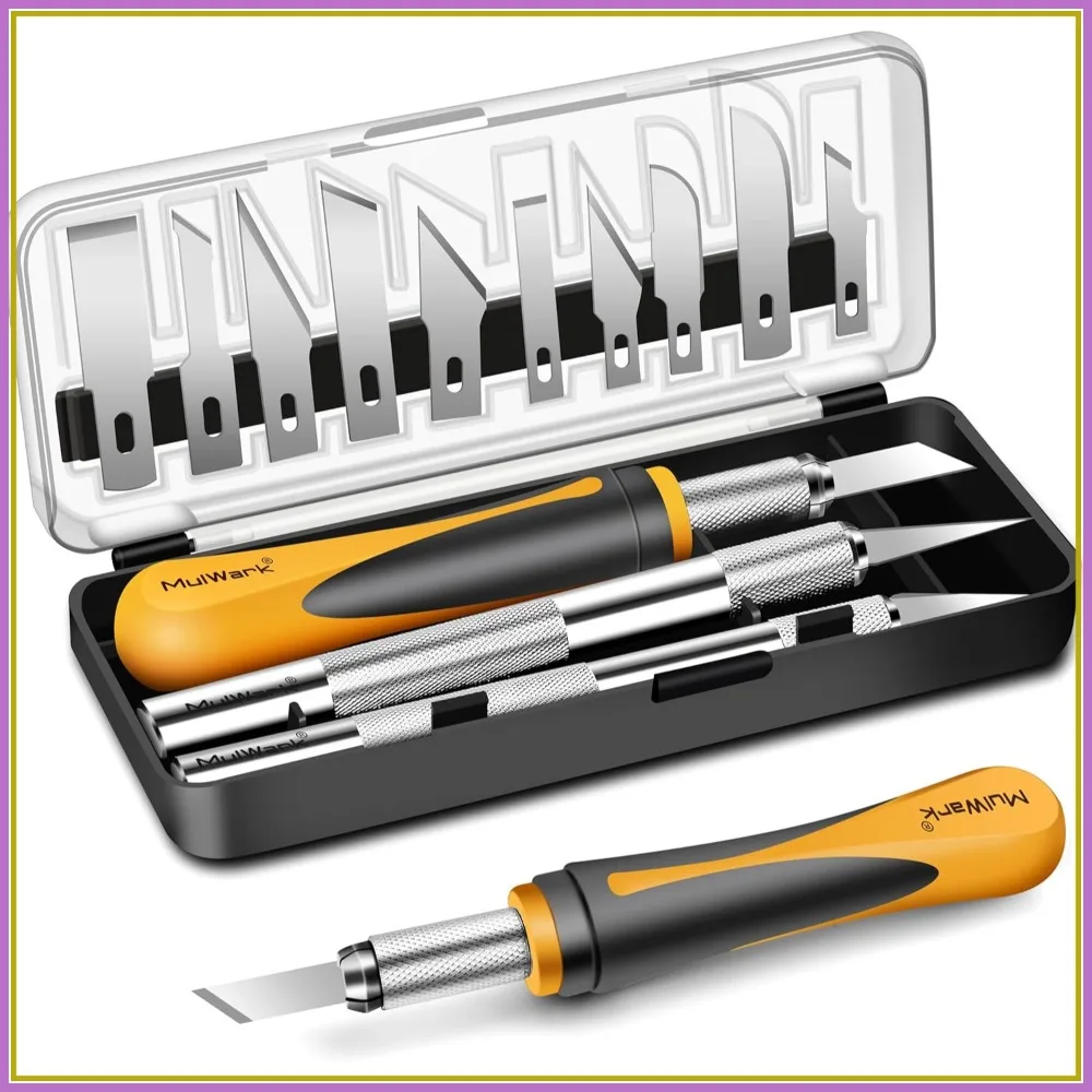 

Exacto Knife Set | 16pc Precision Craft Hobby Kit with Razor Sharp Knives for Wood, Crafting, Leather, Scrapbooking & Modeling