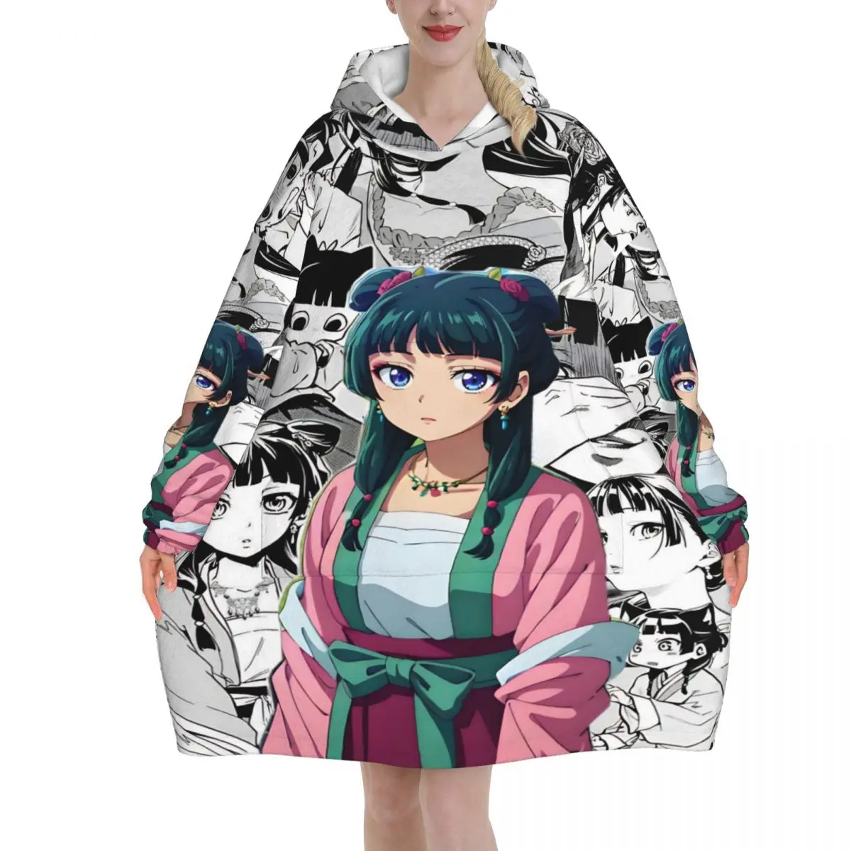Oversized The Apothecary D-Diaries Maomao Wearable Blanket Winter Gifts for Women Men Ultrasoft Plush Warm Sweatshirt Blankets