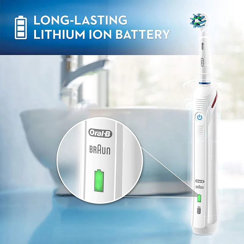 Oral B Electric Toothbrush Pro 4000 3D Action Daily Clean Teeth Visible Pressure Sensor 4 Modes Gum Cares Waterproof Rechargeabl