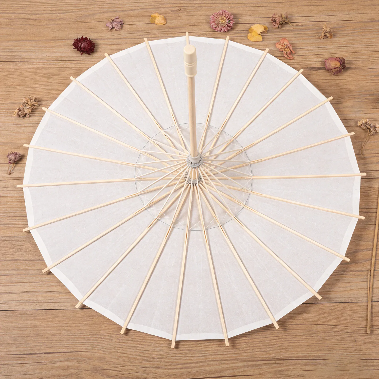 Oil Paper Umbrella 32.3x21.3 Chinese Parasol Frame Bamboo Rib Handle DIY Wedding Photo Prop Decorative Parasol Stand