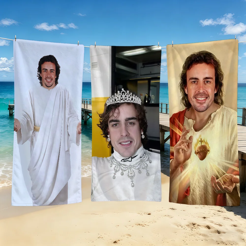 Funny Racing Driver A-Alonso-ES Towel For Outdoor Camping Beach Towel Super Absorbent Quick-Drying Summer Towel