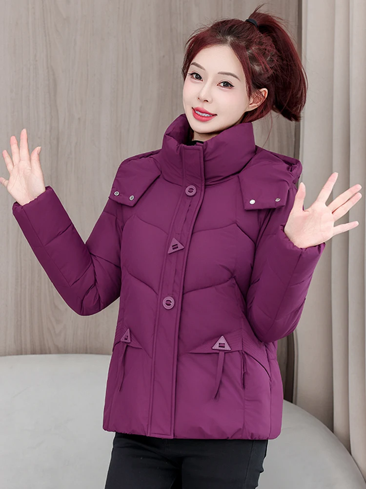 

Faionable ort down Cotton Jaet Women's Winter New Sle Sli Quilted Coat Warm Thiened Zipper Closure Color