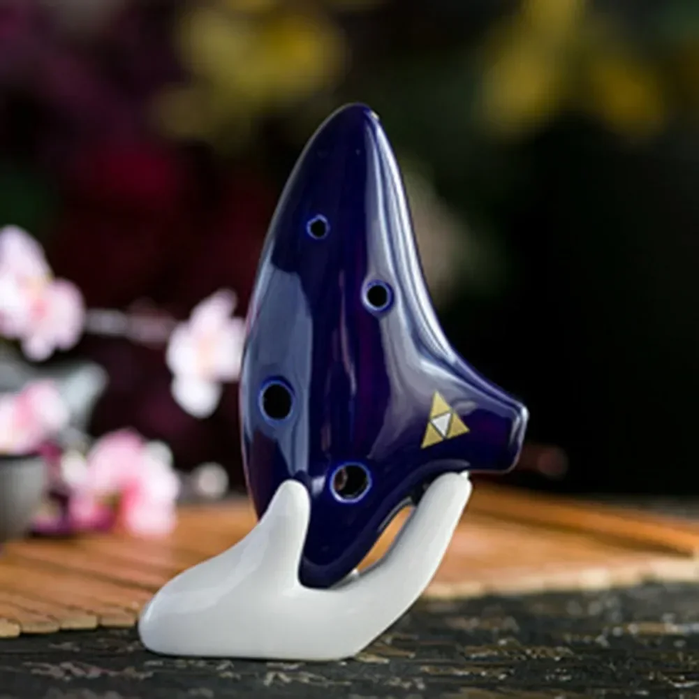 6-Hole 12-Hole White Ocarina Perfect Collector Ceramic Hand Stand Base Ocarina Holder For Music Lovers Art Ornaments