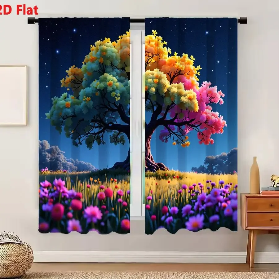 Vibrant Fantasy Garden Mural Curtains for Bedroom Living Room Home Decor Aesthetic Window Treatment