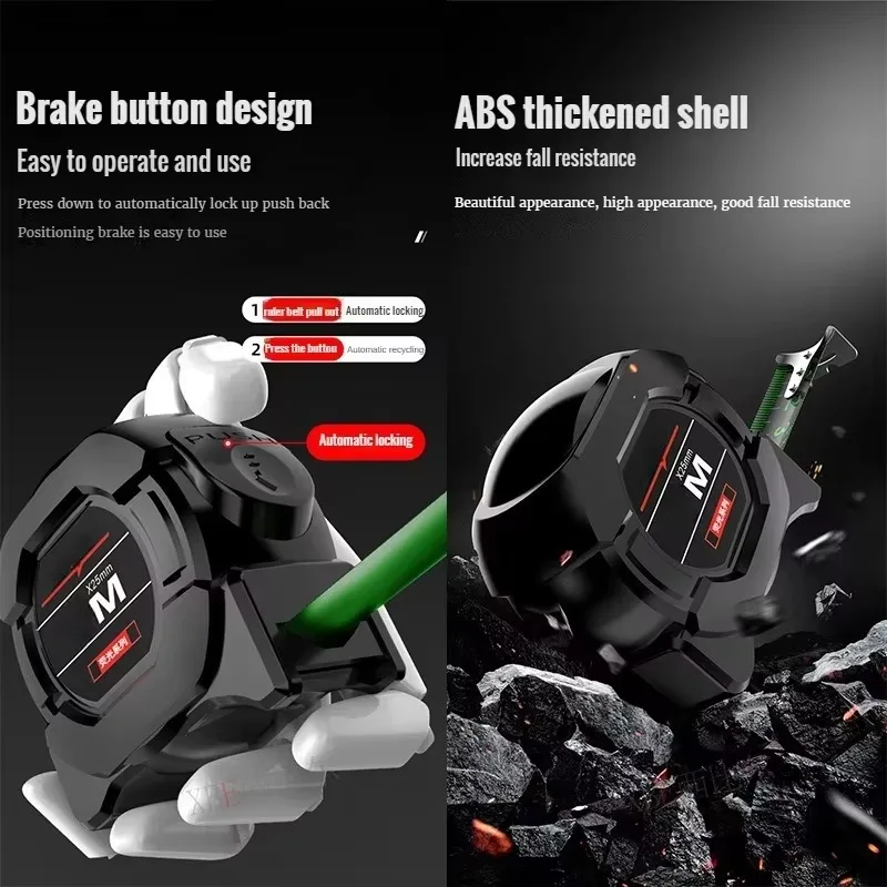 أداة قياس النجارة عالية الدقة شريط قياس 8 متر أدوات قياس منزلية قفل ذاتي شريط قياس 10 متر قابل للسحب