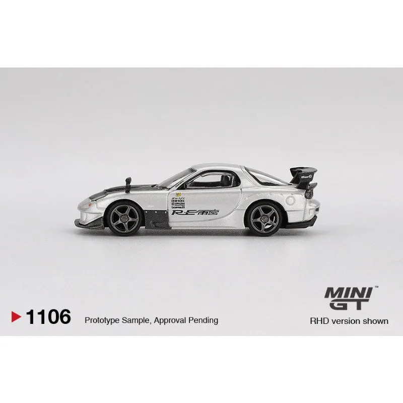 Diecast MINIGT 1:64 Scale Mazda RX-7 RE-Amemiya Silver Alloy Car Model