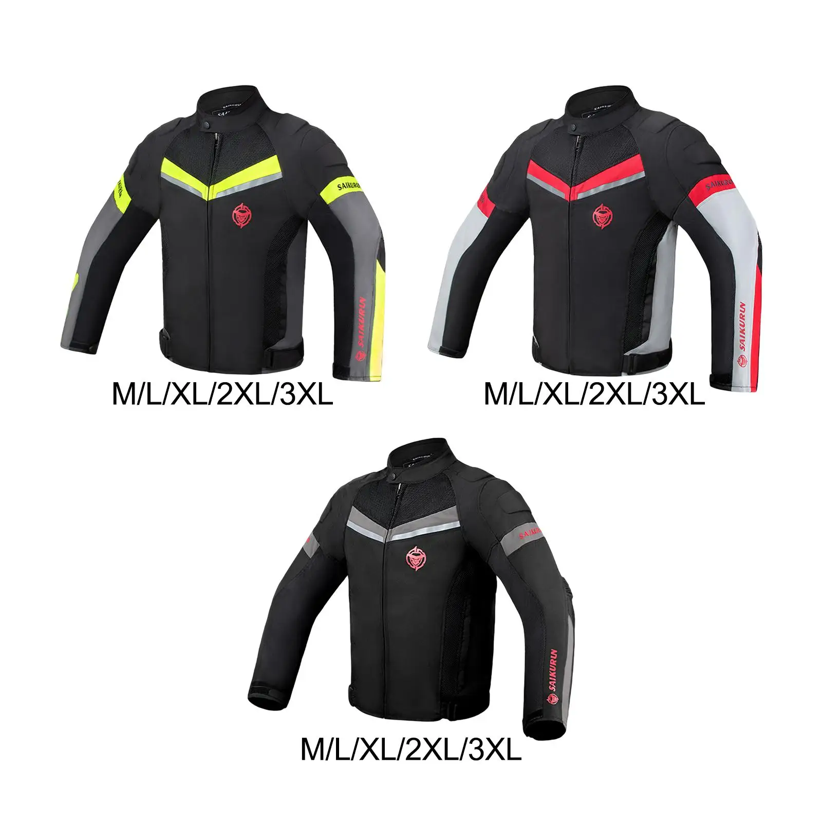 Motorcycle Riding Jacket with Pads Reflective at Night Lightweight Breathable